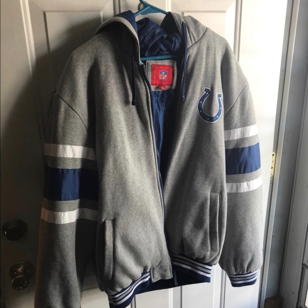 VINTAGE NFL Indianapolis Colts Football Men's Thermal Hooded Sweatshirt Jacket